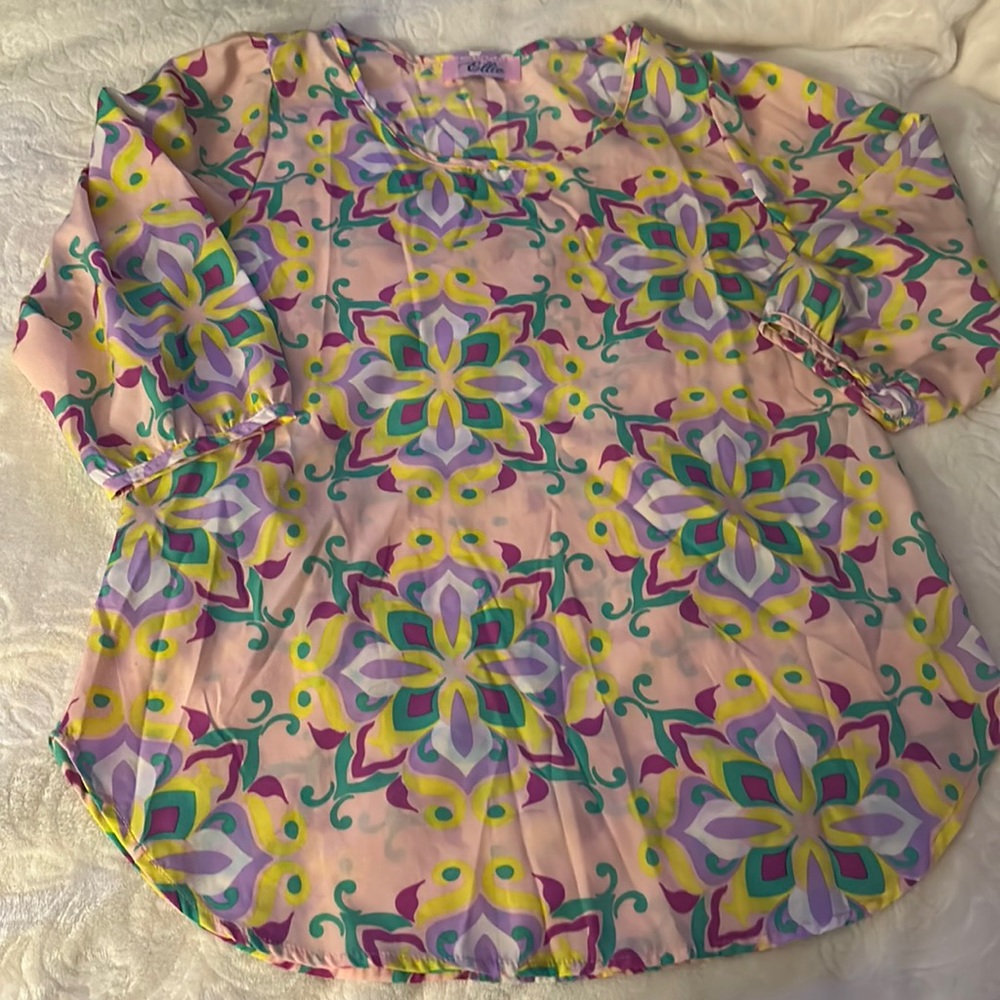 Ellie Floral Print Made in the USA Blouse sz S
